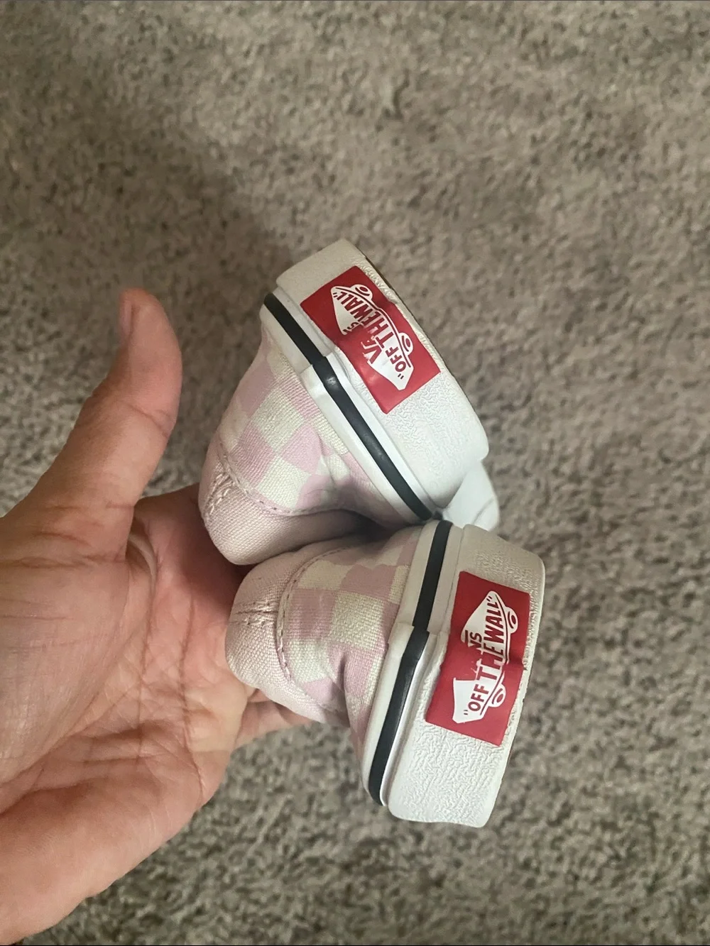 Vans off the wall low Kids Slip-On Checkerboard Sneakers - Light Pink/White